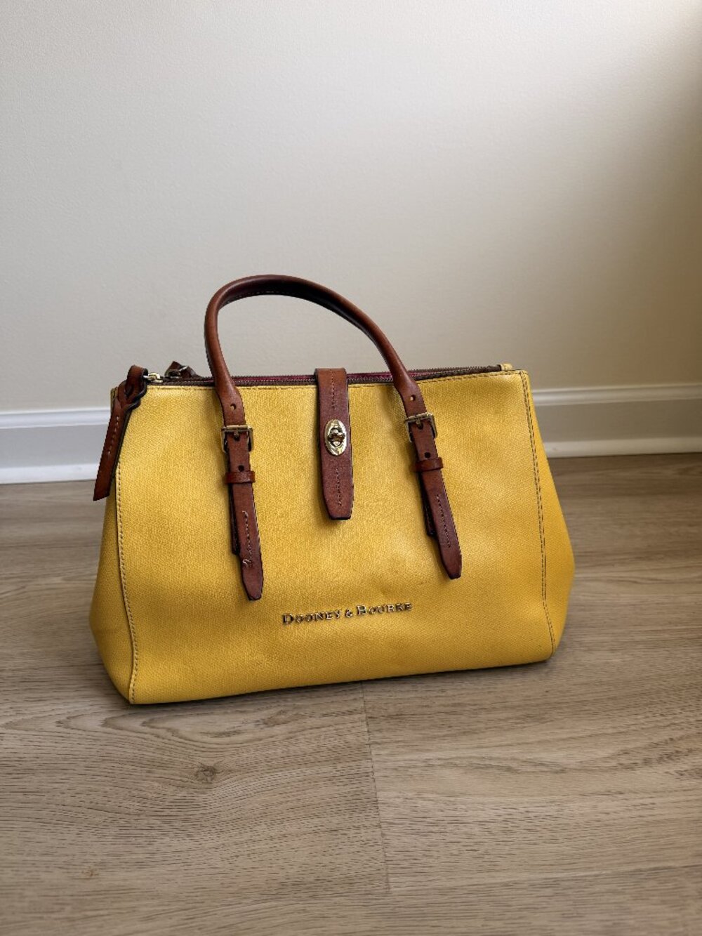 Dooney & Bourke Claremont Miller Satchel Yellow Brown Leather Purse Doctor Style